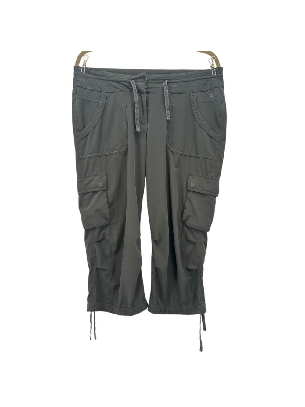 Alo Yoga Coolfit Womens Medium Pants Crop Capri Cargo Black Drawstring